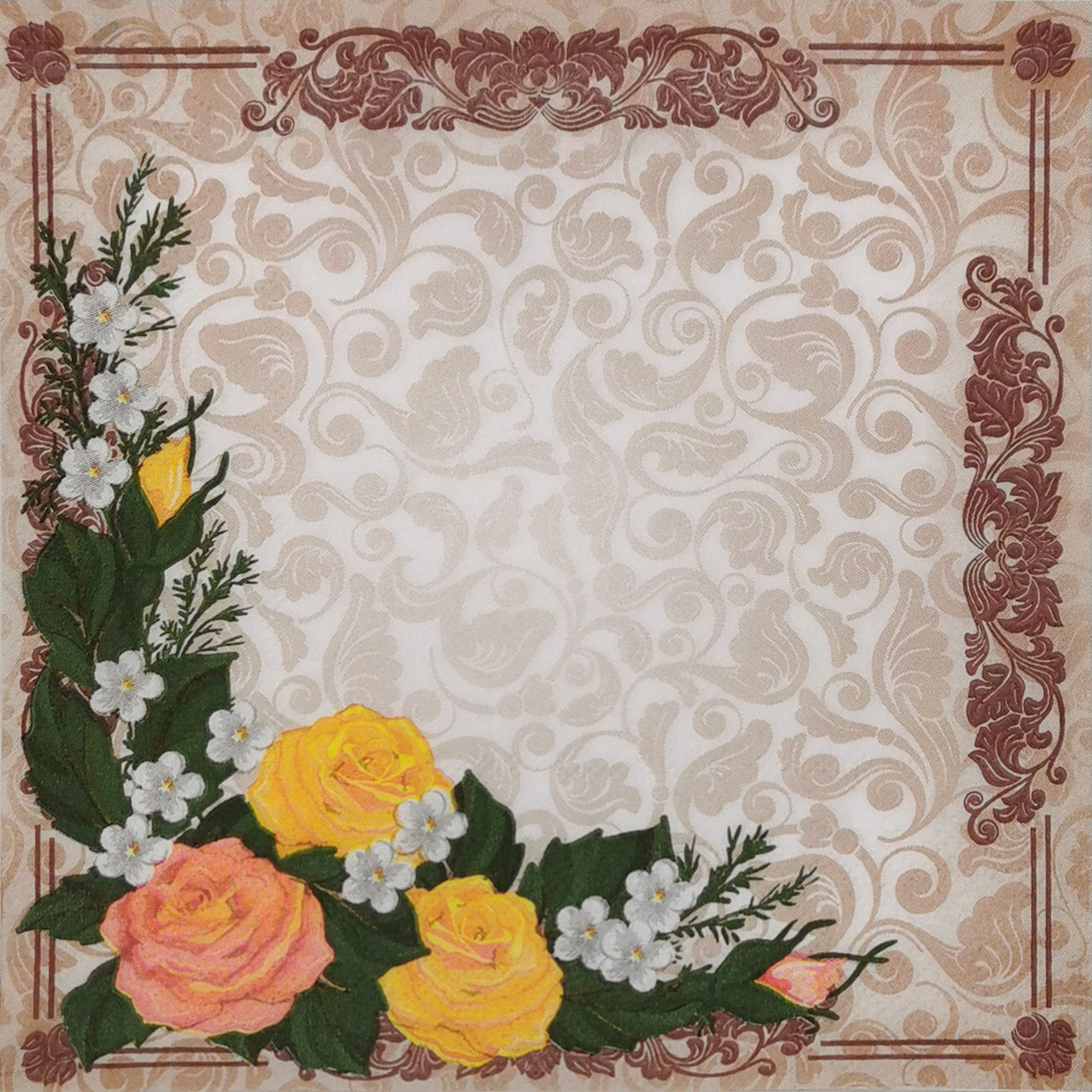 Classic Flower Decoration Paper Luncheon Napkins - 20 Per Package