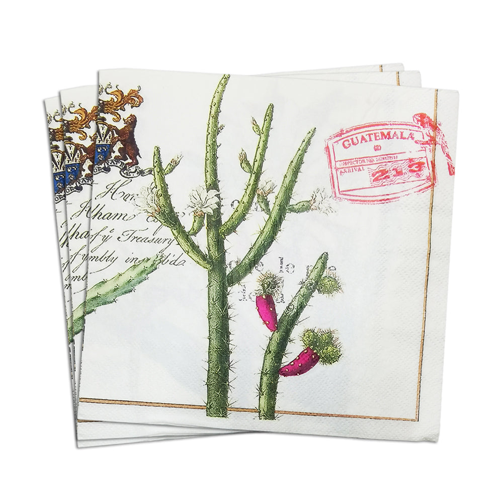 Guatemala Plants II Paper Luncheon Napkins in White - 20 Per Package
