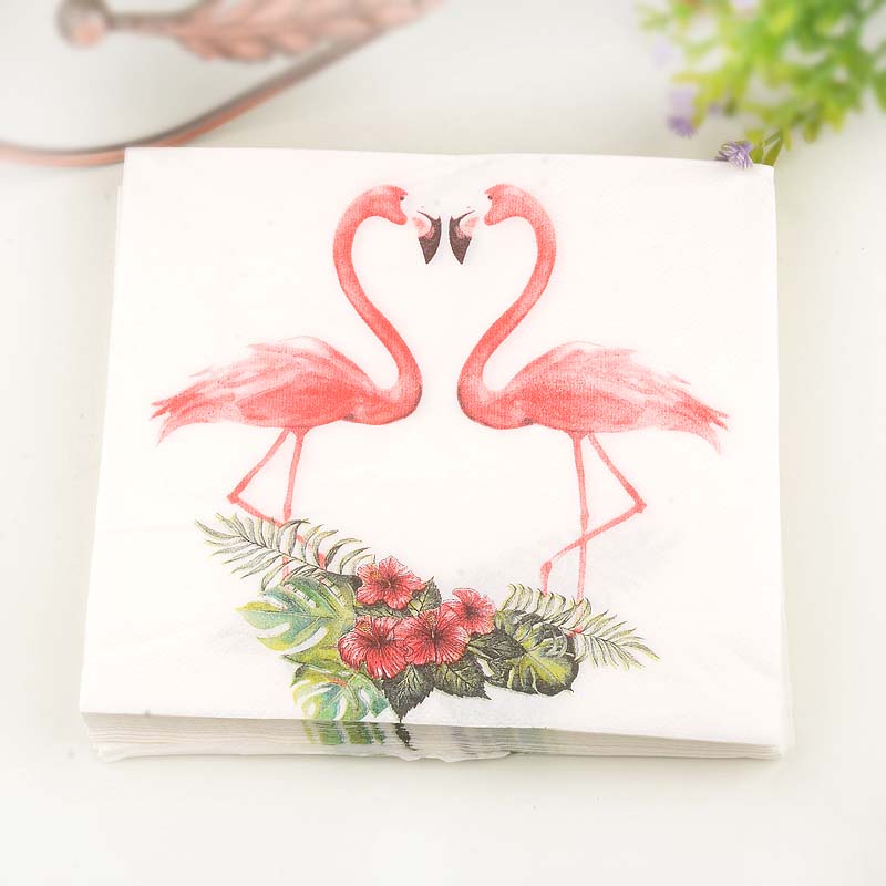 Flamingo & flower Paper Luncheon Napkins - 20 Per Package