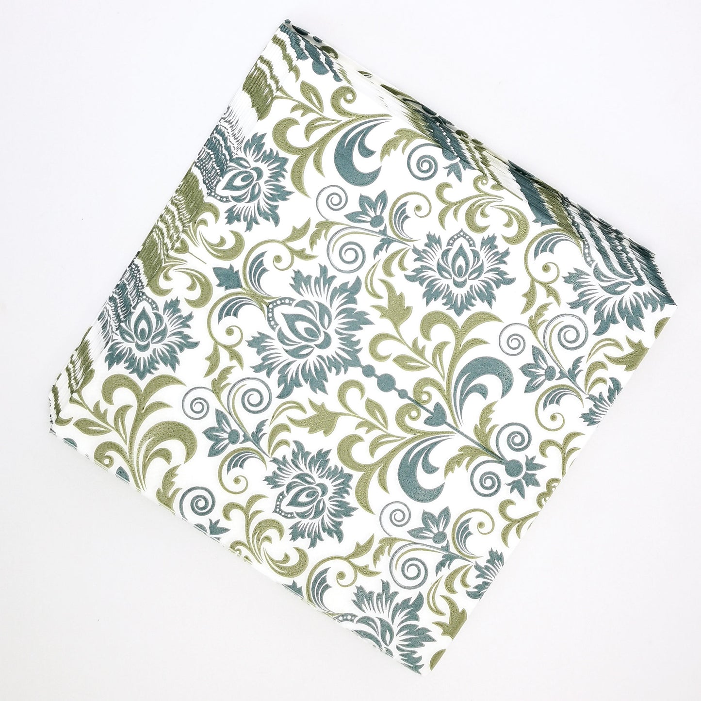Blue Green Printing Paper Luncheon Napkins in White - 20 Per Package
