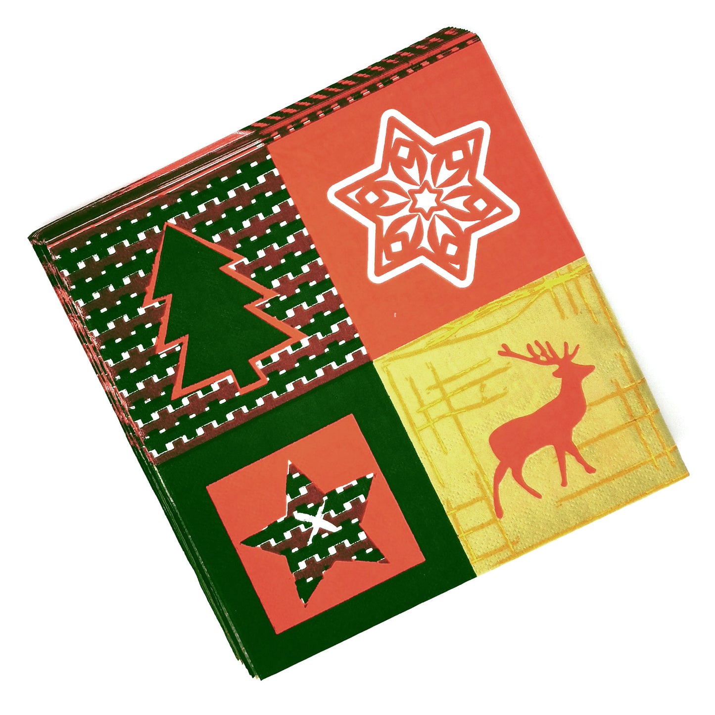 Reindeer,Christmas Tree & Star of Bethlehem Christmas and New Year Decoupage Luncheon Napkins - 20 Per Package