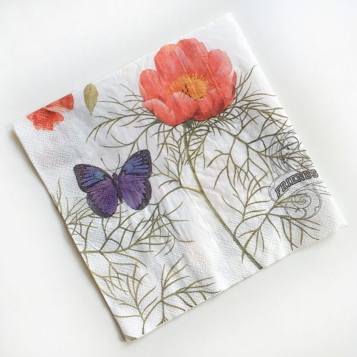 Butterfly & Flower III Paper Luncheon Napkins in White - 20 Per Package