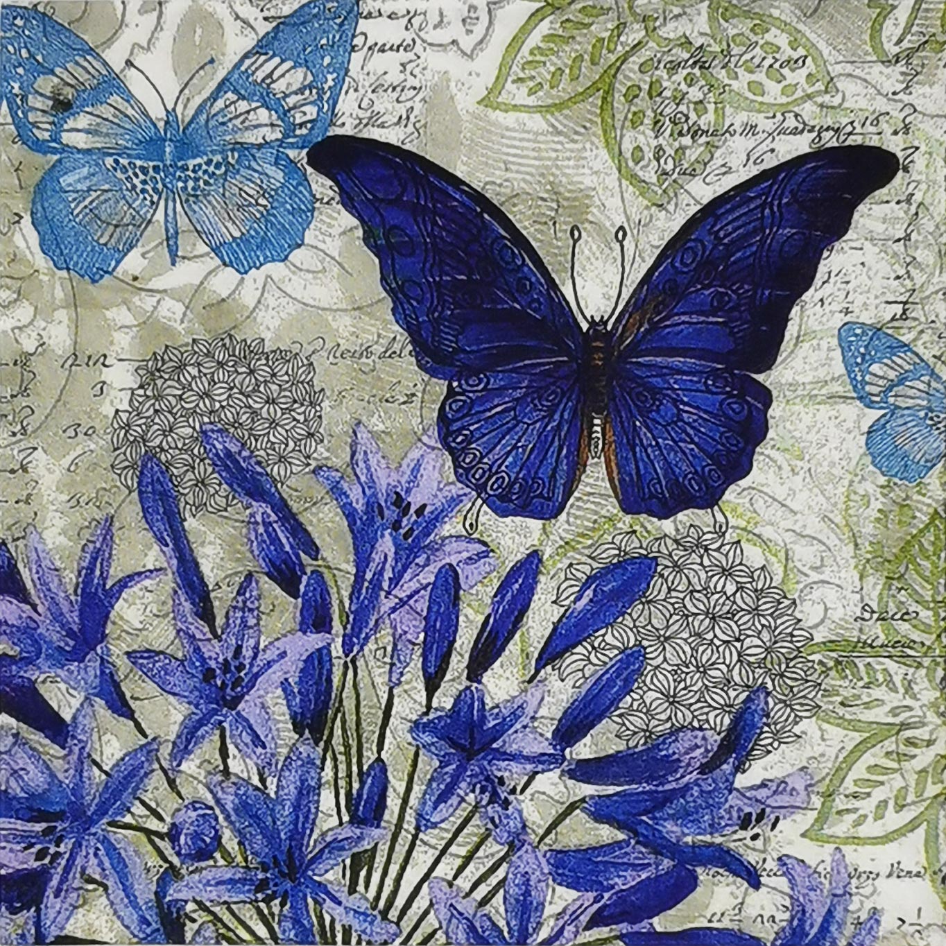Blue butterfly Paper Luncheon Napkins - 20 Per Package