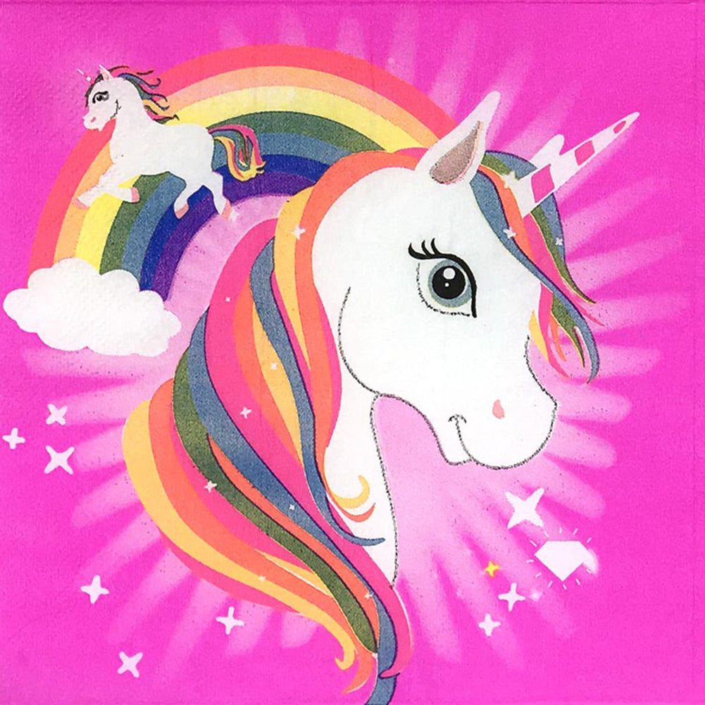 Unicorn & Rainbow Luncheon Napkins in Pink - 20 Per Package