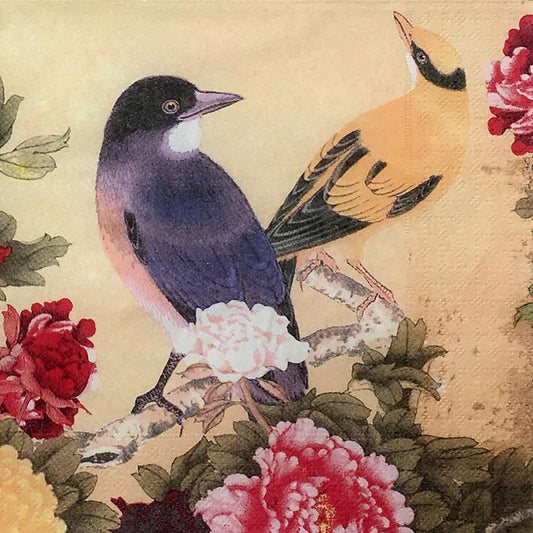Magpie & Peony Paper Luncheon Napkins in Blue - 20 Per Package