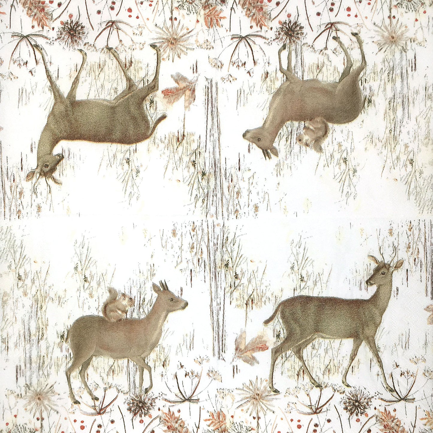 Ins Deer & Squirrel Paper Luncheon Napkins in White - 20 Per Package