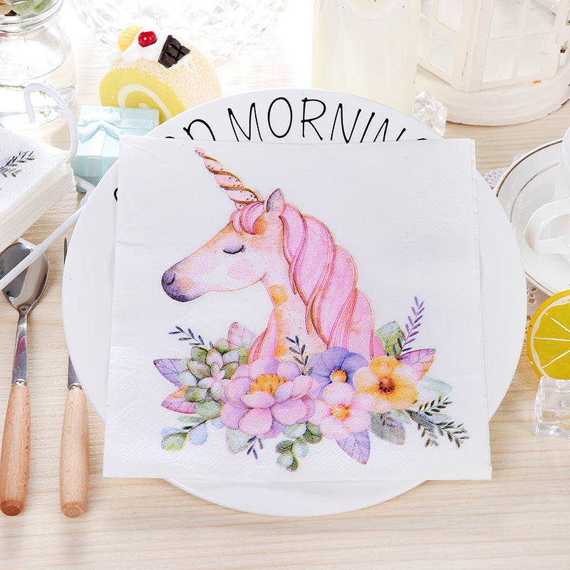 Unicorn Luncheon Napkins in Pink - 20 Per Package