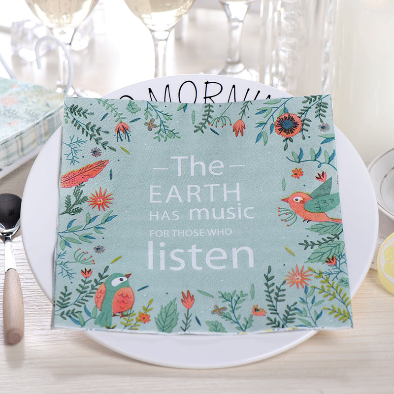 Earth Music Paper Luncheon Napkins in Blue - 20 Per Package