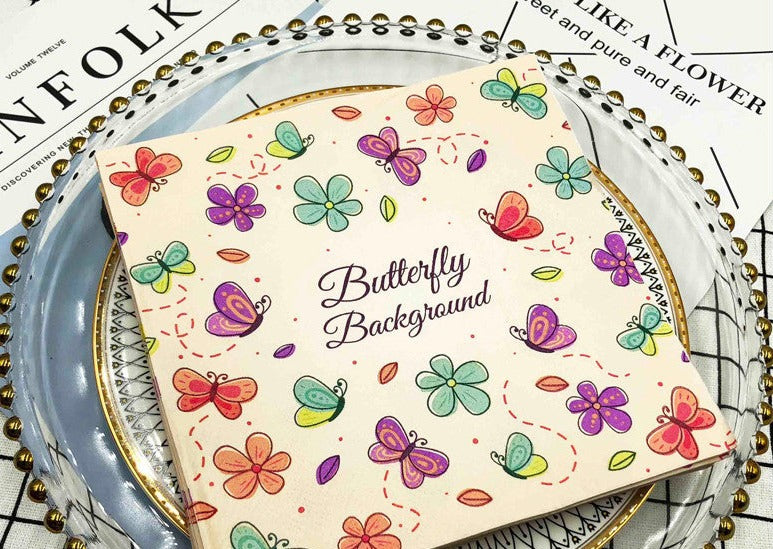 Butterfly Luncheon Napkins in White - 20 Per Package