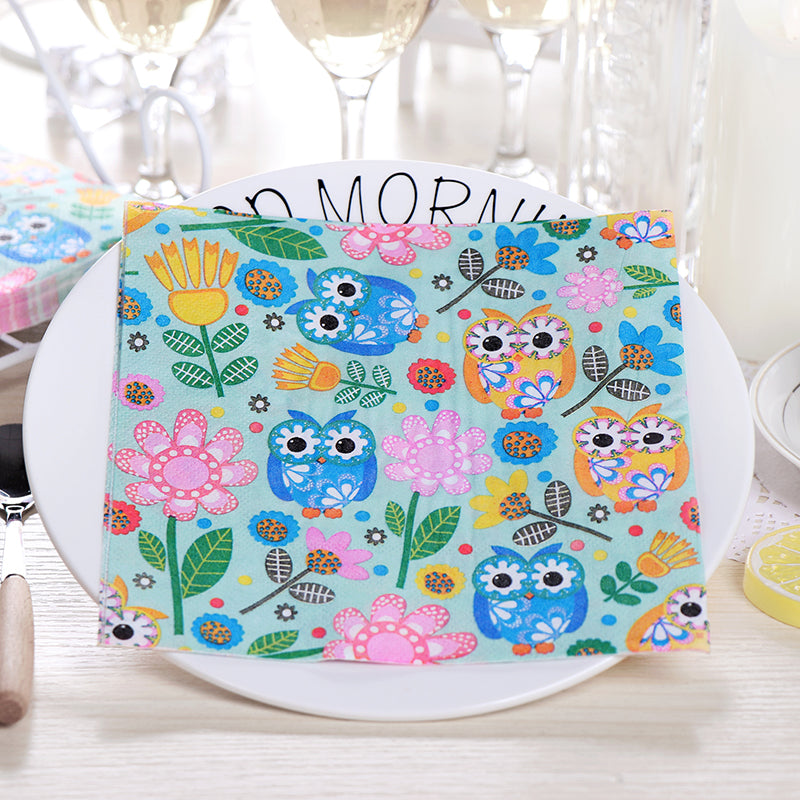 Cartoon Owl Family Luncheon Napkins in Pink - 20 Per Package