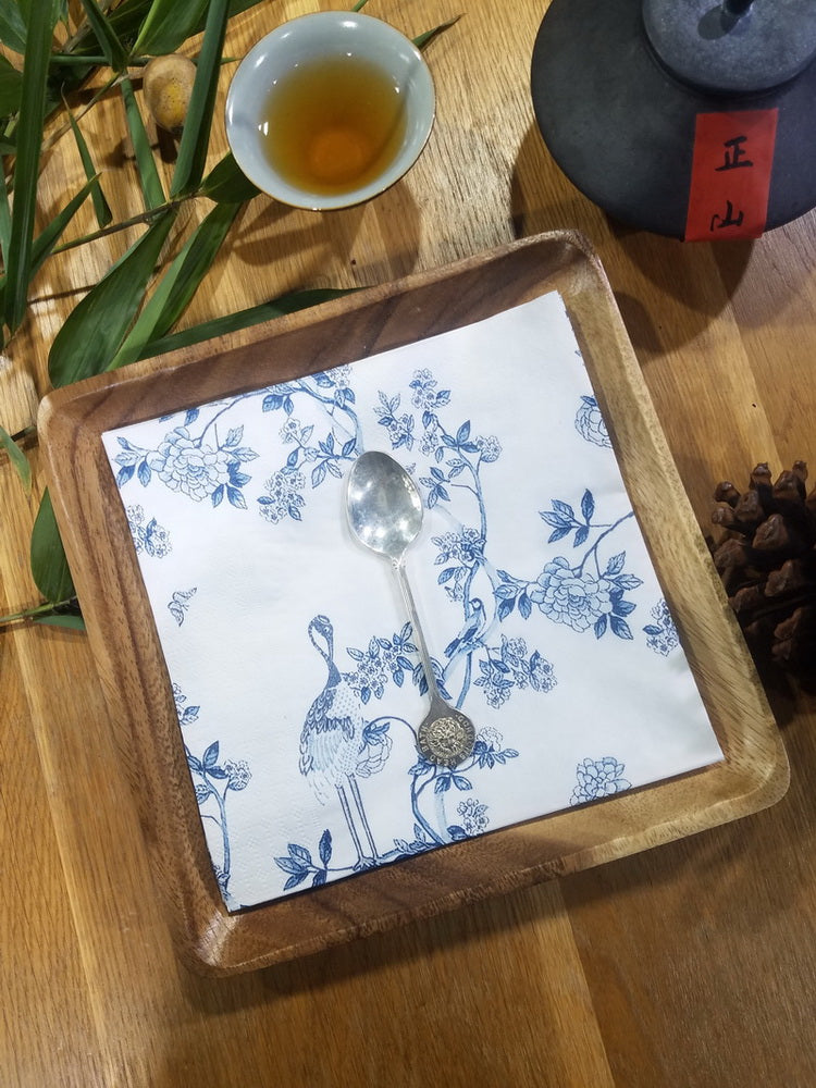 Cranes, Peacocks & Magpies Paper Luncheon Napkins in White - 20 Per Package
