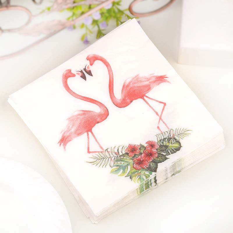 Flamingo & flower Paper Luncheon Napkins - 20 Per Package