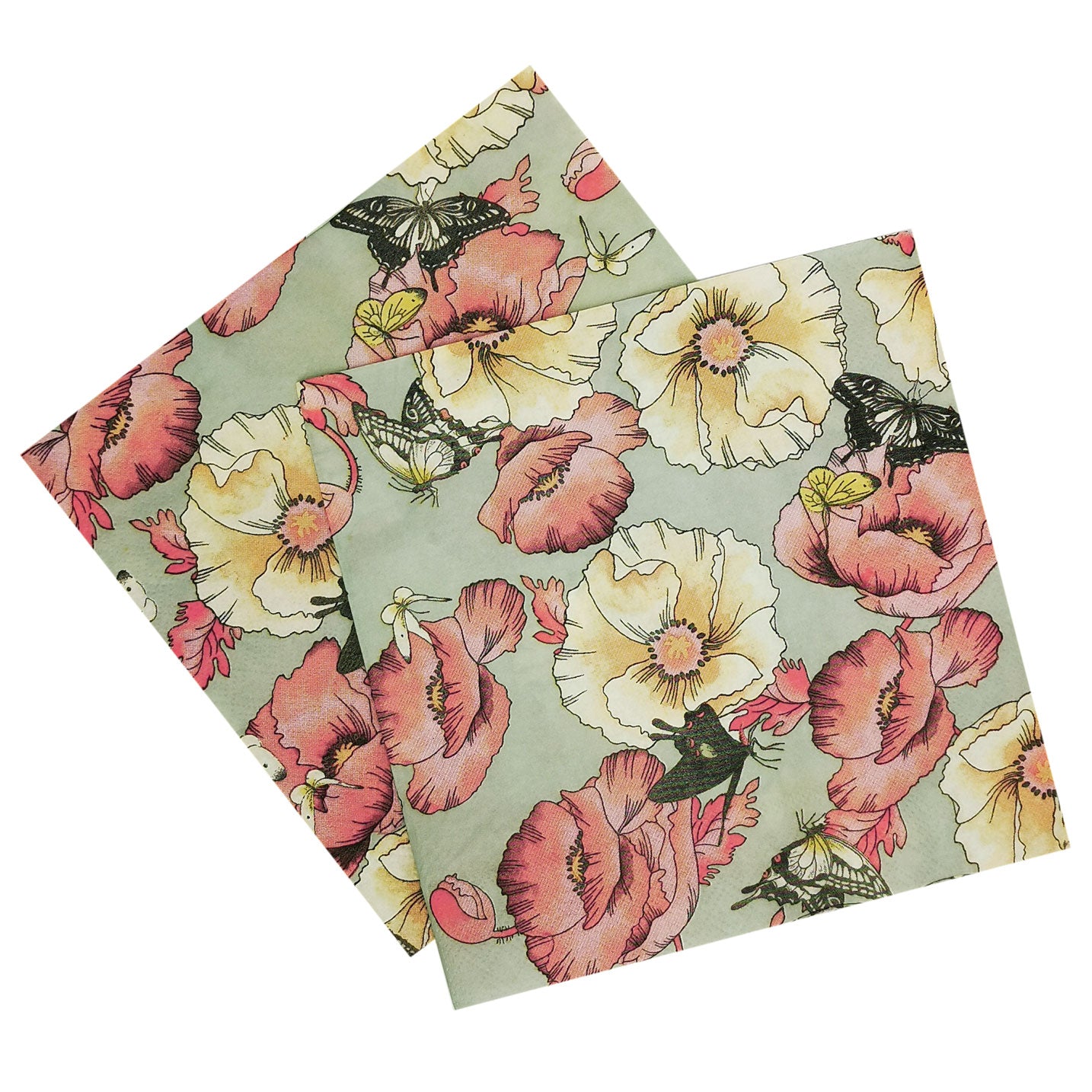 Dog Rose & Butterflies Paper Luncheon Napkins  - 20 Per Package