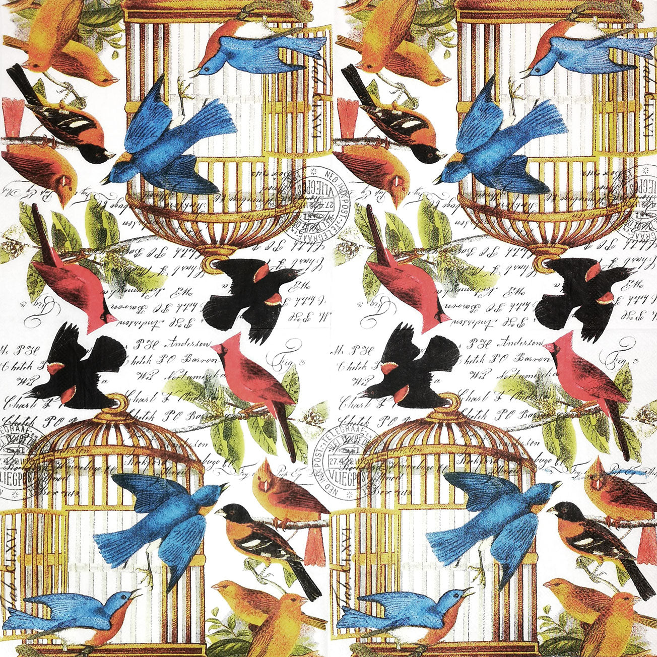 Birdcage Paper Luncheon Napkins in Blue - 20 Per Package